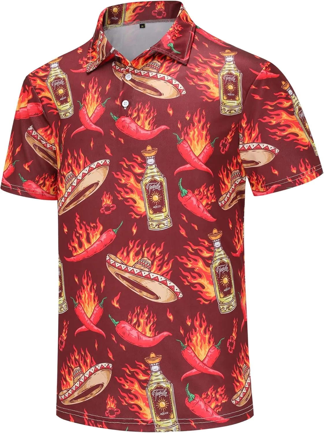 Men's Polo Shirts Funny Golf Shirts for Men Short Sleeve Hawaiian Print Performance Shirts