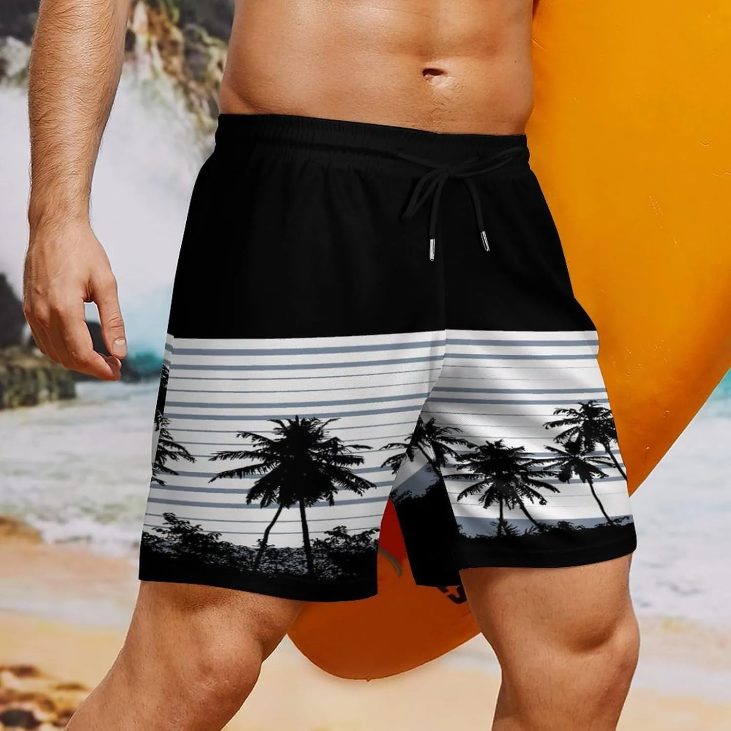 Men's Quick-Dry Swimming Trunks 7 Inch with Compression Liner 2 in 1 Beach Swim Board Shorts with Pockets