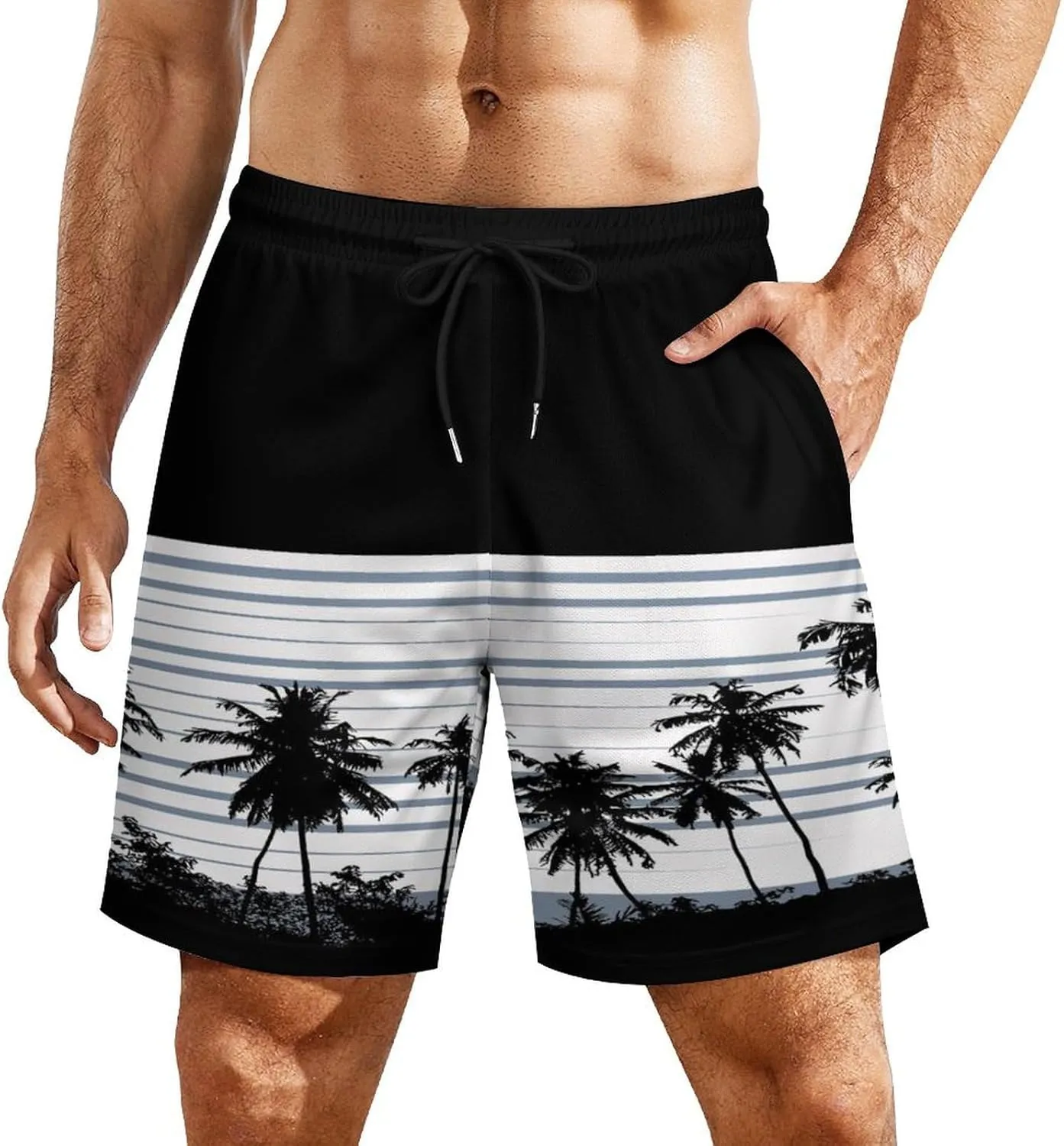 Men's Quick-Dry Swimming Trunks 7 Inch with Compression Liner 2 in 1 Beach Swim Board Shorts with Pockets
