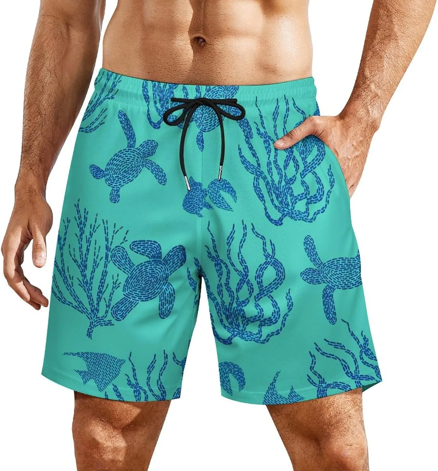 Men's Quick-Dry Swimming Trunks 7 Inch with Compression Liner 2 in 1 Beach Swim Board Shorts with Pockets
