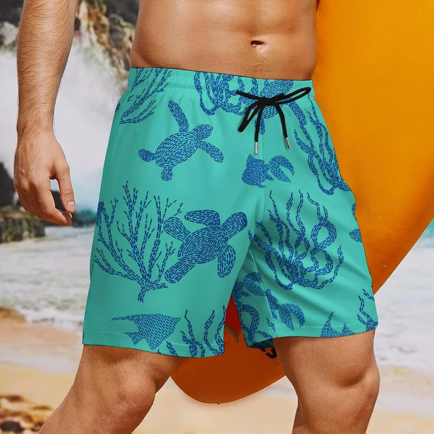 Men's Quick-Dry Swimming Trunks 7 Inch with Compression Liner 2 in 1 Beach Swim Board Shorts with Pockets