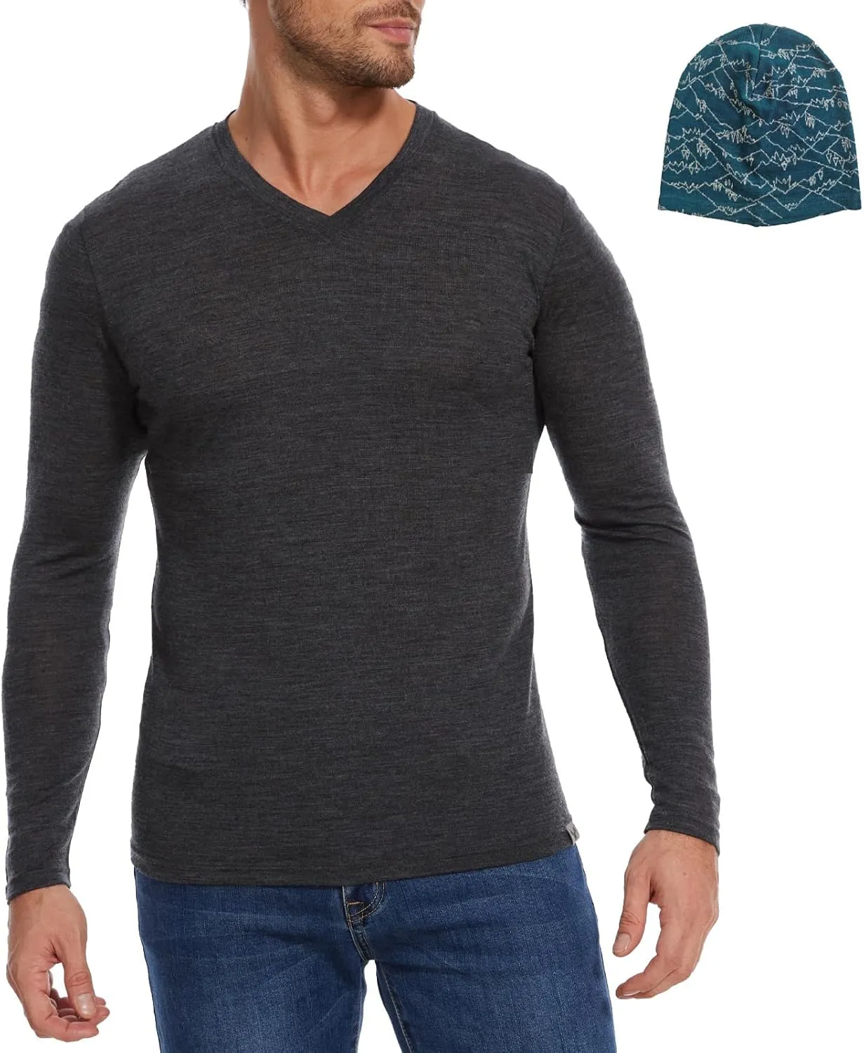 MERINNOVATION Merino Wool Base Layer Mens 100% Merino LS Thermal Shirts for Hiking Hunting,Lite, Midweight