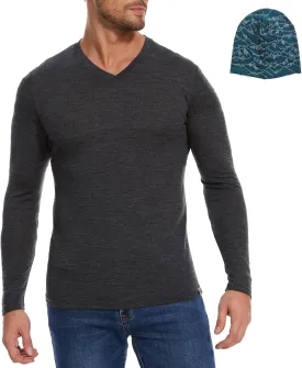 MERINNOVATION Merino Wool Base Layer Mens 100% Merino LS Thermal Shirts for Hiking Hunting,Lite, Midweight