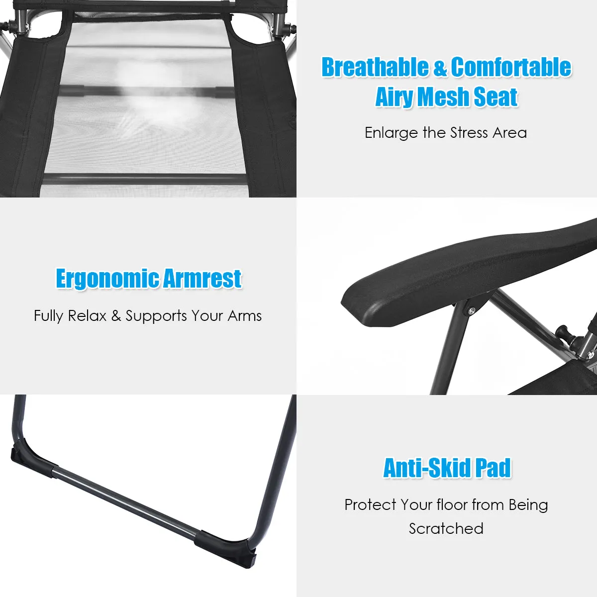 NNECW 2 Pieces Adjustable Reclining Chairs with Headrest