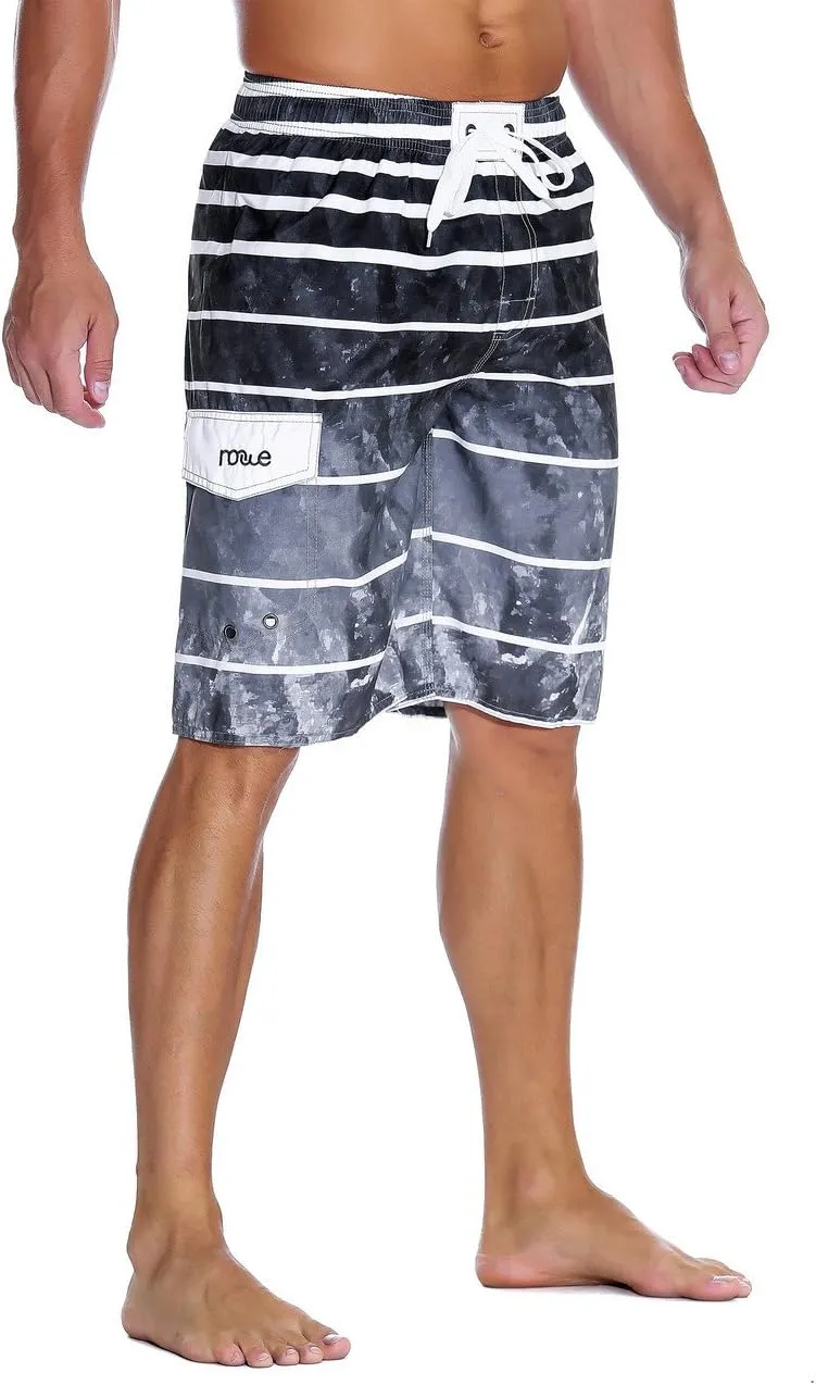 Nonwe Men's Beachwear Summer Holiday Swim Trunks Quick Dry Striped