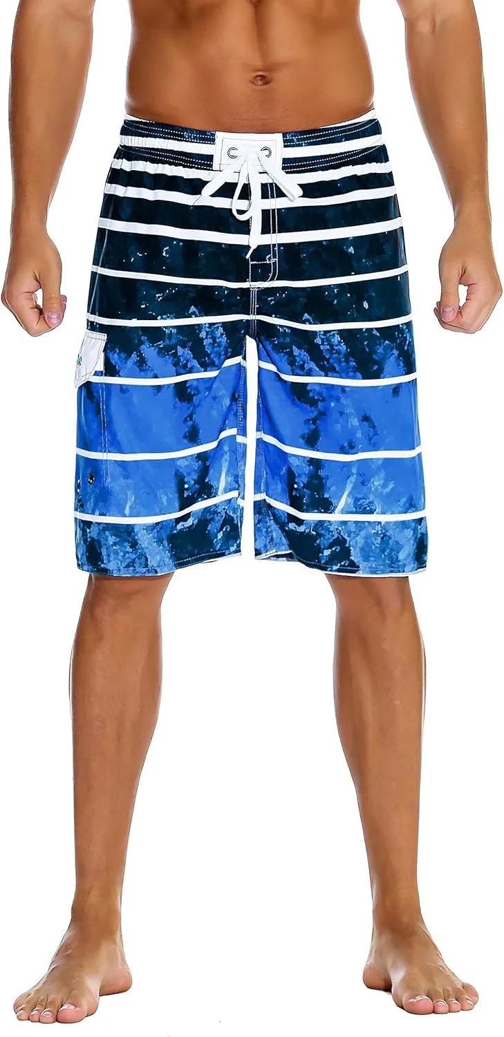 Nonwe Men's Beachwear Summer Holiday Swim Trunks Quick Dry Striped