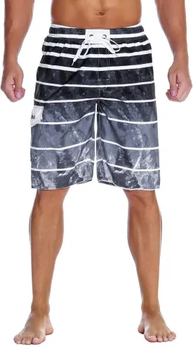Nonwe Men's Beachwear Summer Holiday Swim Trunks Quick Dry Striped