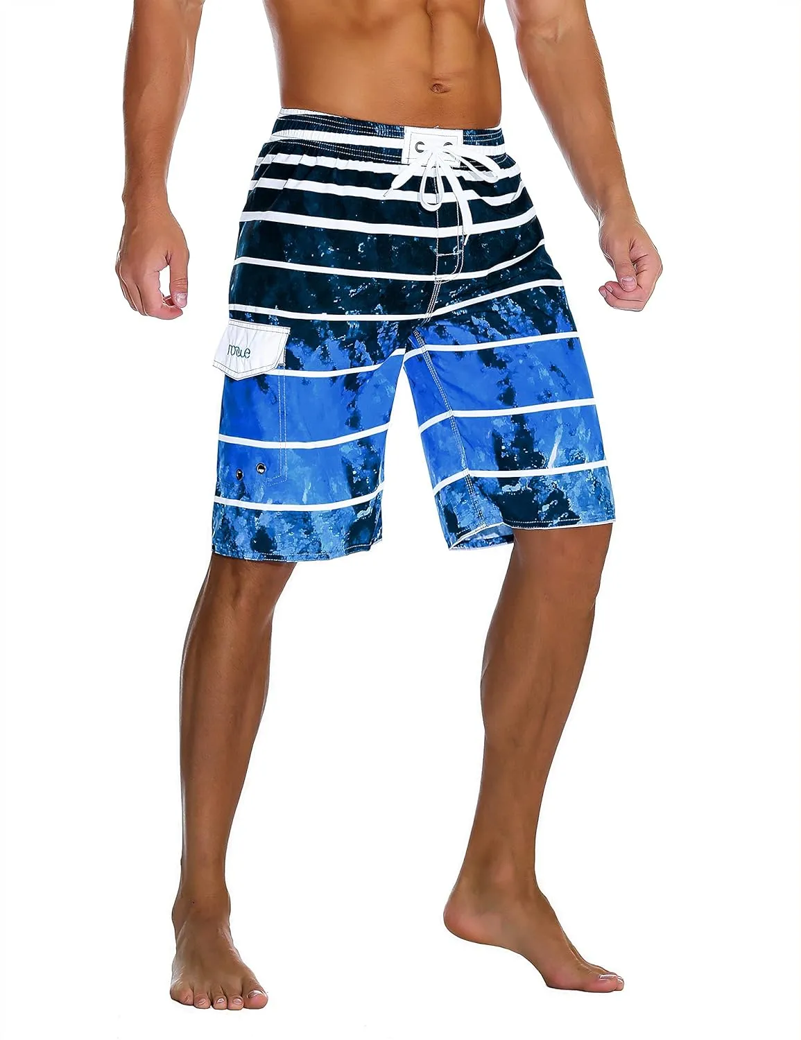 Nonwe Men's Beachwear Summer Holiday Swim Trunks Quick Dry Striped