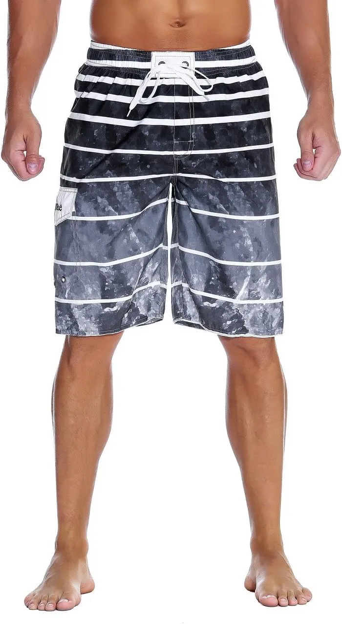 Nonwe Men's Beachwear Summer Holiday Swim Trunks Quick Dry Striped