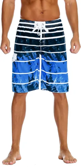 Nonwe Men's Beachwear Summer Holiday Swim Trunks Quick Dry Striped