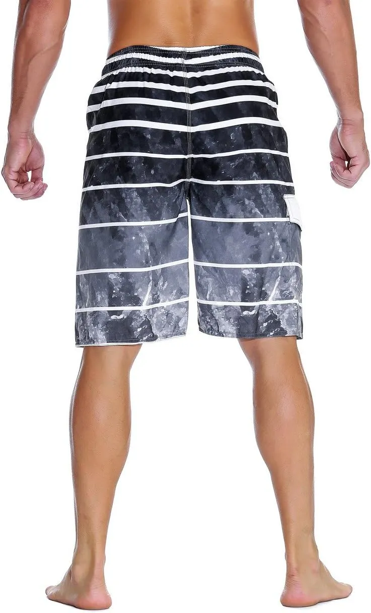 Nonwe Men's Beachwear Summer Holiday Swim Trunks Quick Dry Striped