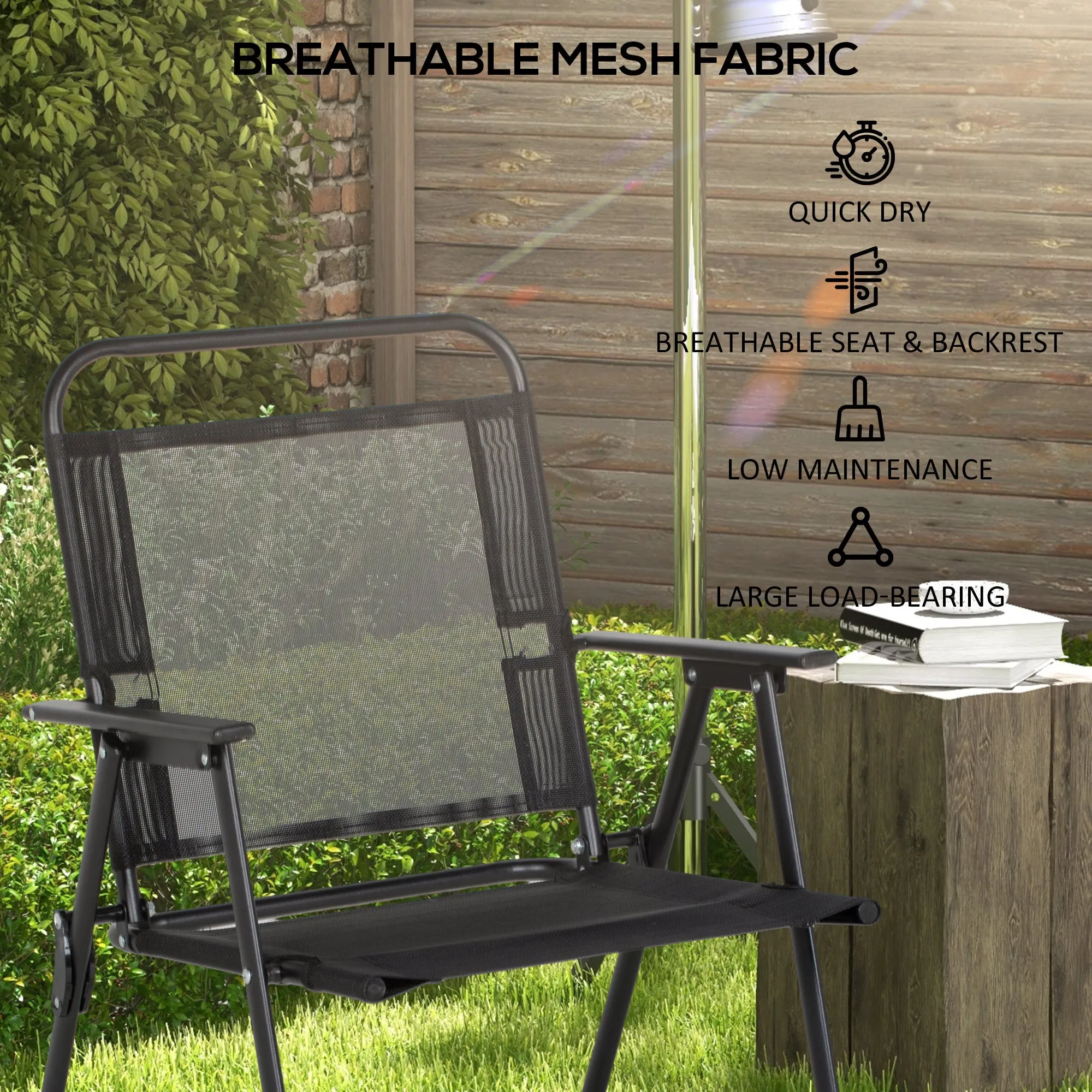 Outsunny Outdoor Dining Set W/ Umbrella Hole Table, Patio Furniture Sets, Black