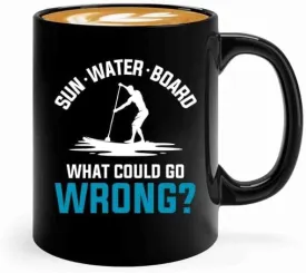 Paddleboard Coffee Mug 11oz Black -Sun water board - Surfboard or Paddleboard Vintage stand up paddle surfing
