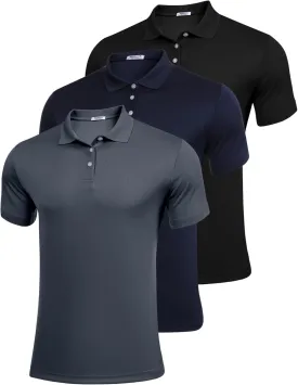 PINSPARK 1/3/4/5 Pack: Golf Polo Shirts for Men Multipacks Quick Dry Short Sleeve Collared Shirt Slim Fit Casual Polos Shirt