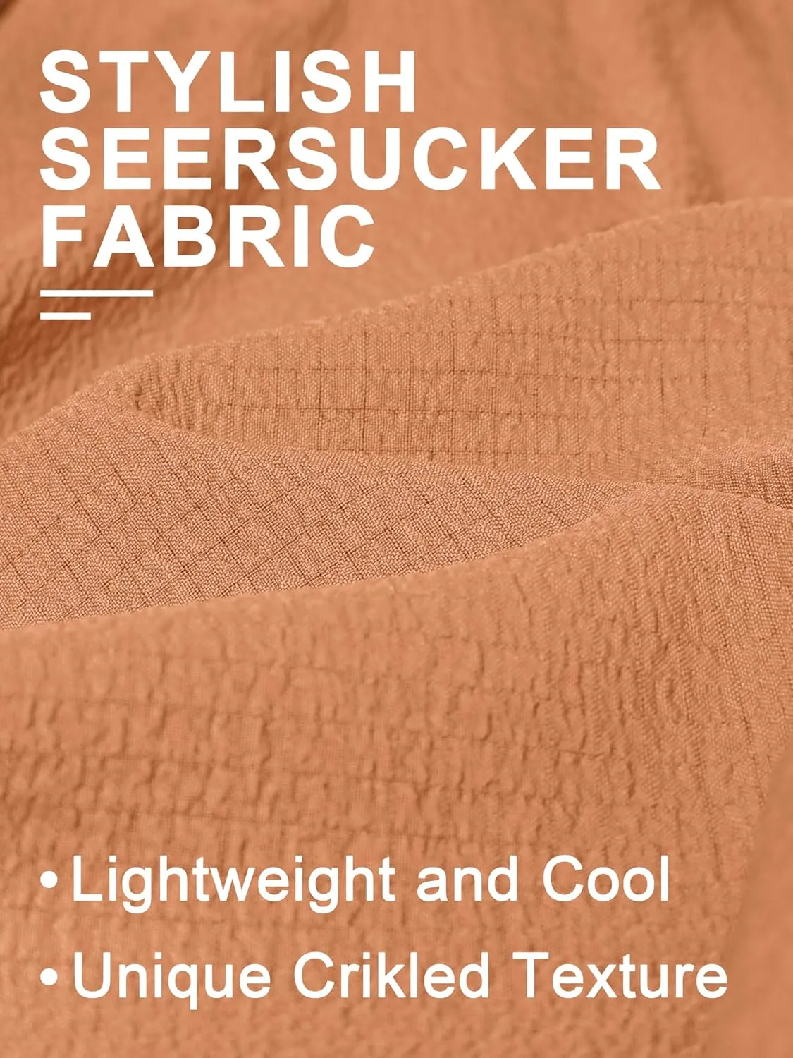 PLEPAN Mens Casual Shorts Lightweight Summer Beach Shorts Elastic Waist Drawstring Stretch Seersucker Textured Shorts for Men