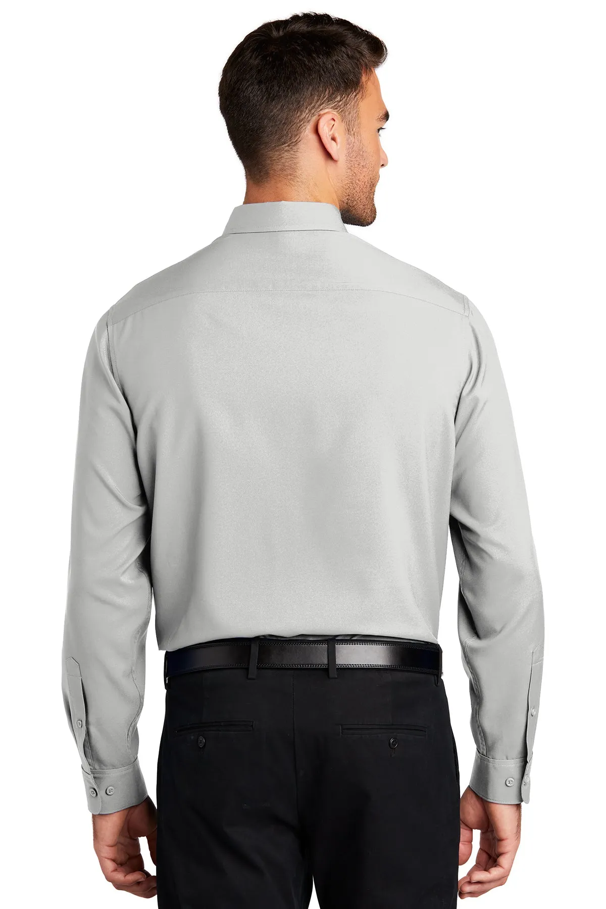 Port Authority Ladies Long Sleeve Performance Custom Staff Shirts, Silver