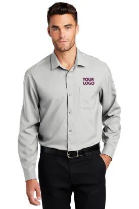 Port Authority Ladies Long Sleeve Performance Custom Staff Shirts, Silver