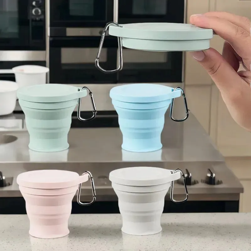 Portable Silicone Mini Teacup with Retractable Lid – Compact Travel Mug for On-the-Go Coffee and Tea Drinking