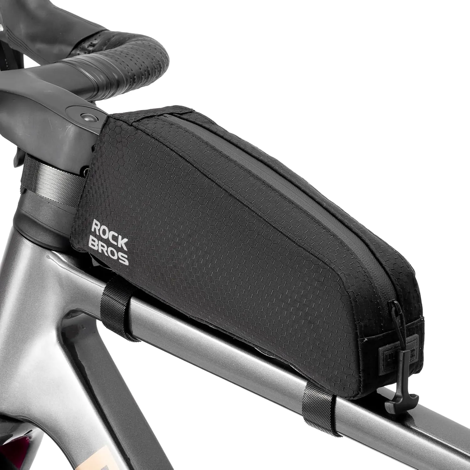 ROCKBROS Bike Top Tube Bag - Waterproof Front Frame Bag Pouch Pack for Mountain & Road Bike - Large Grip Black