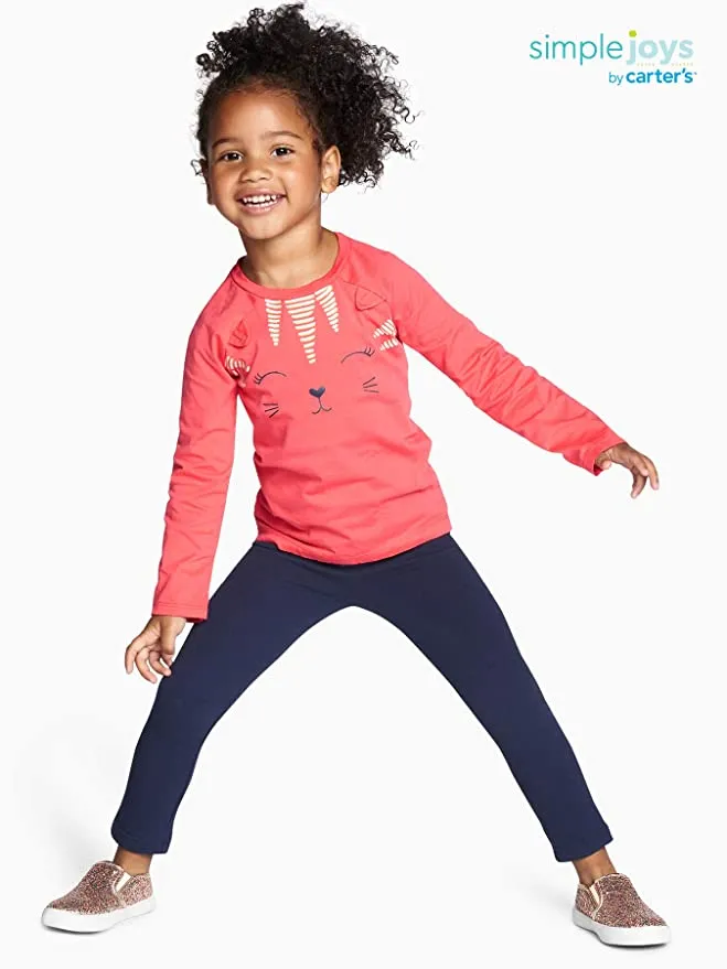 Simple Joys by Carter's Toddler Girls' 2-Pack Lightweight Fleece-Lined Leggings Sz 4T