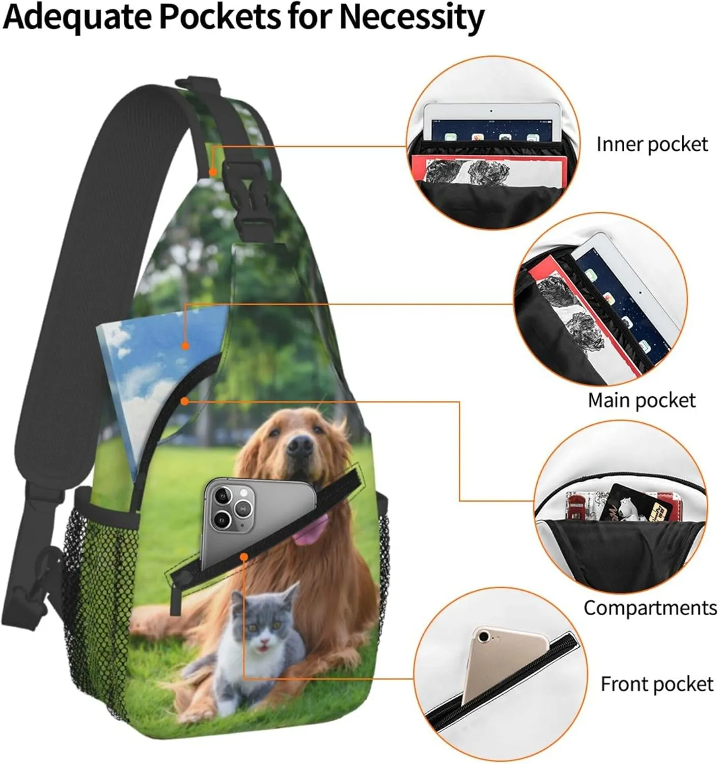 Sling Bag - Personalized Crossbody Bags for Men & Women - Customize Image, Logo or Text - Sling Shoulder Backpack