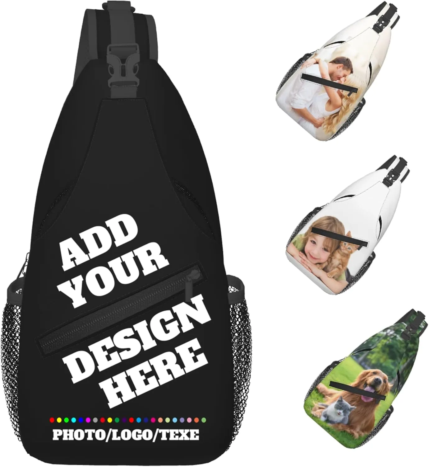 Sling Bag - Personalized Crossbody Bags for Men & Women - Customize Image, Logo or Text - Sling Shoulder Backpack