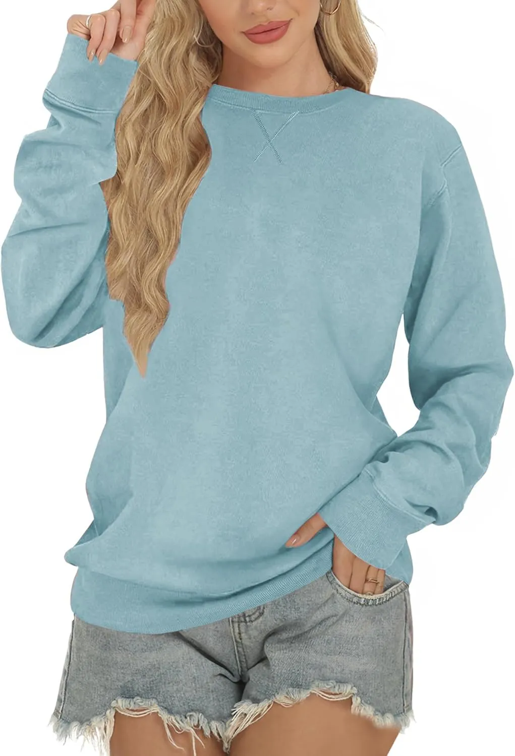 Sweatshirts for Women, Crewneck Casual Sweatshirts Woman Loose Fit Long Sleeve Pullover Tops Cute Soft Shirt