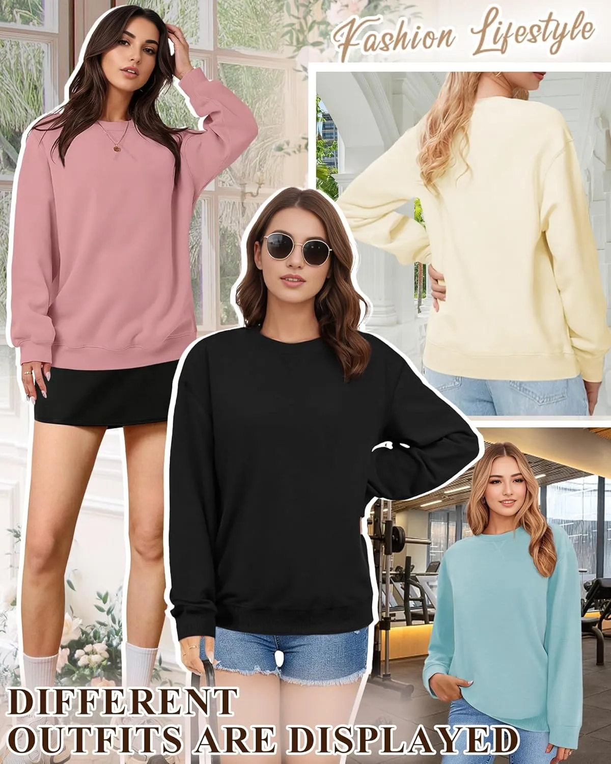 Sweatshirts for Women, Crewneck Casual Sweatshirts Woman Loose Fit Long Sleeve Pullover Tops Cute Soft Shirt