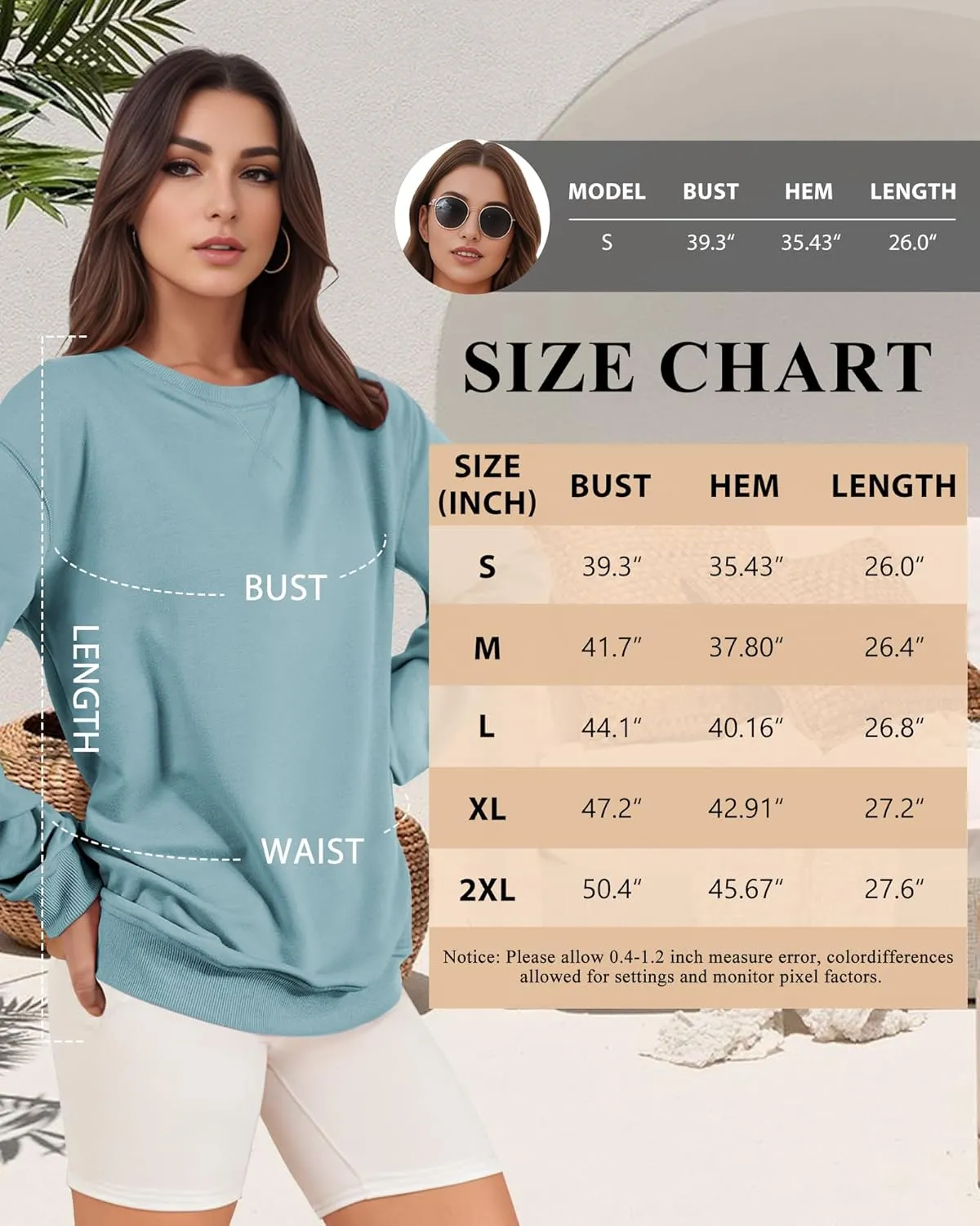 Sweatshirts for Women, Crewneck Casual Sweatshirts Woman Loose Fit Long Sleeve Pullover Tops Cute Soft Shirt