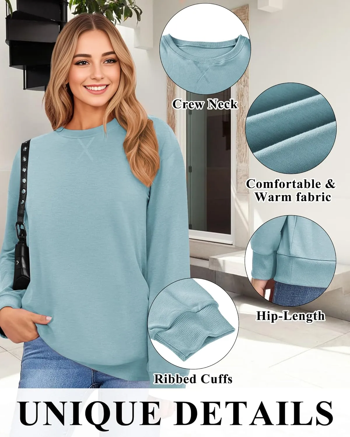 Sweatshirts for Women, Crewneck Casual Sweatshirts Woman Loose Fit Long Sleeve Pullover Tops Cute Soft Shirt