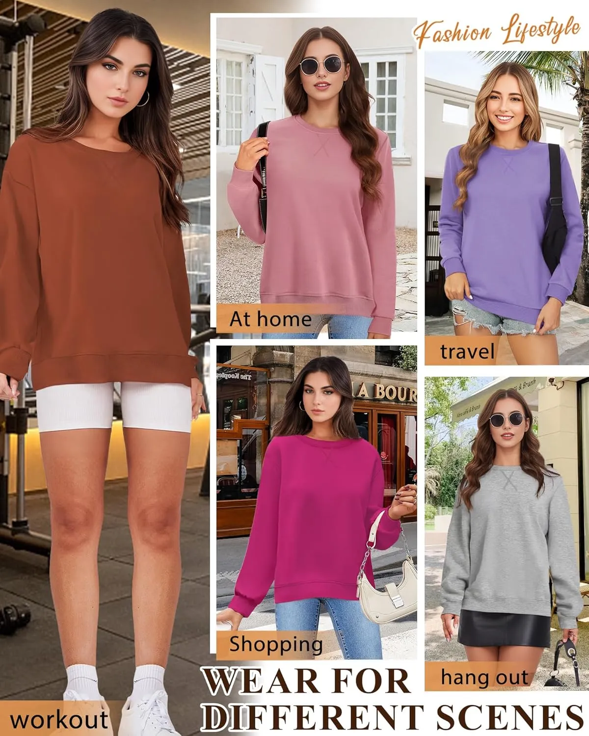 Sweatshirts for Women, Crewneck Casual Sweatshirts Woman Loose Fit Long Sleeve Pullover Tops Cute Soft Shirt