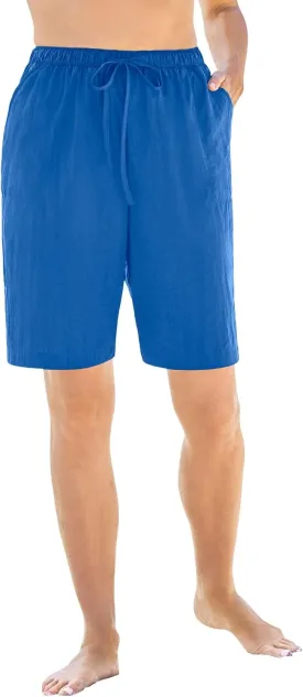 Swim 365 Women's Plus Size Taslon Cover Up Board Shorts with Built-in Brief