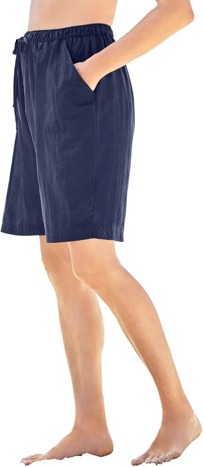 Swim 365 Women's Plus Size Taslon Cover Up Board Shorts with Built-in Brief