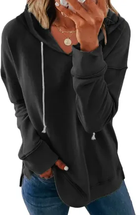 Syellowafter Women Casual Hoodie Long Sleeves Fashion Pullover Loose Fit Tunic Winter Tops Comfy Shirts