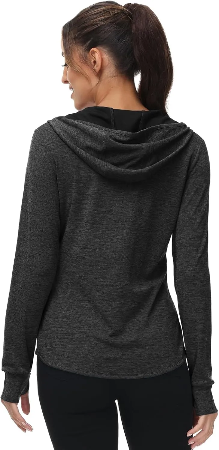 TBMPOY Womens UPF 50  Sun Protection Hoodie Jackets Light Weight Long Sleeve Shirts Hiking Outdoor Full Zip Tops