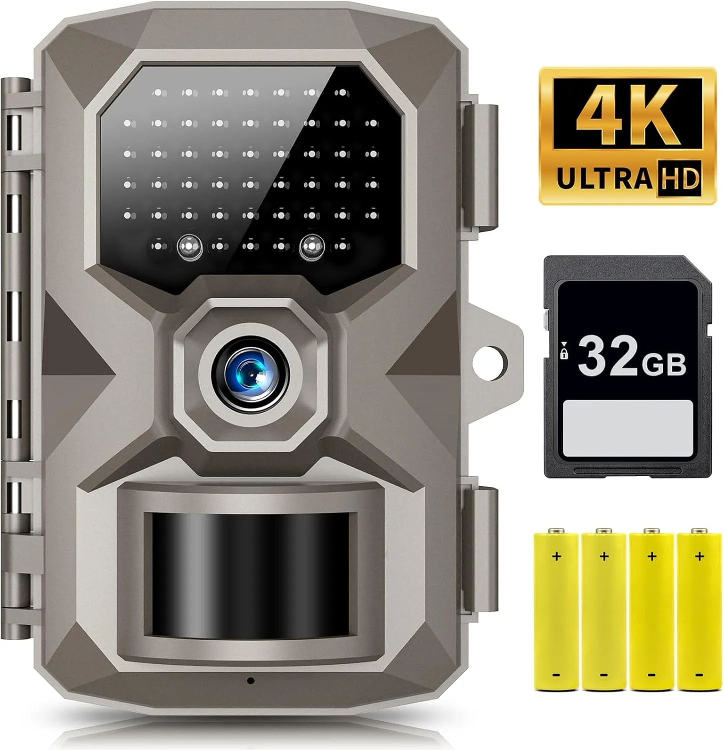 Trail Camera, 4K 48MP Trail Game Camera with Night Vision 0.1s Trigger Motion Activated, IP66 Waterproof Game Cam 130Wide Angle with 48pcs No Glow LEDs for Outdoor Wildlife Monitoring