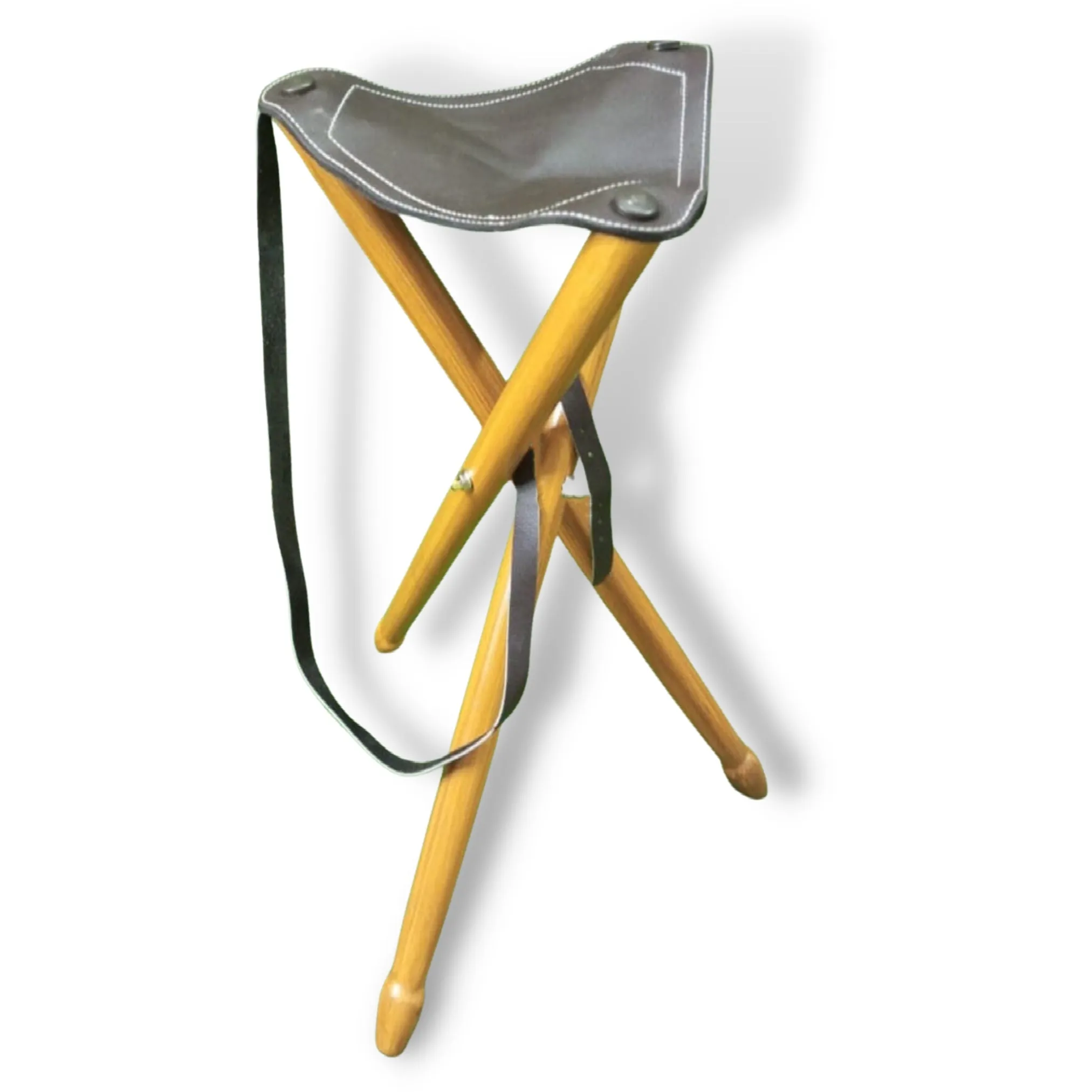Tripod Camping Stool With Wooden Legs