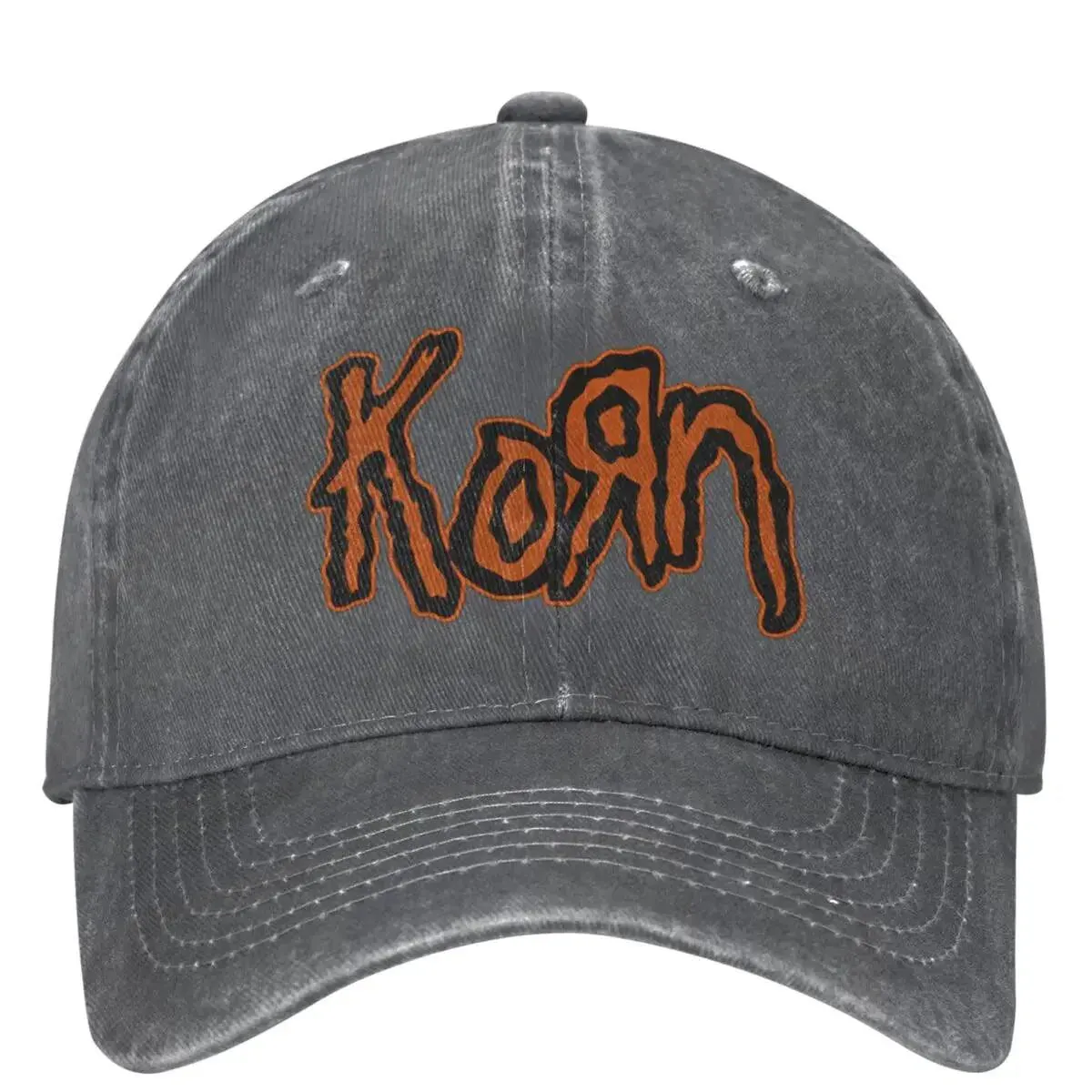 Vintage Korn Band Distressed Baseball Cap | Adjustable Washed Denim Dad Hat for Men and Women