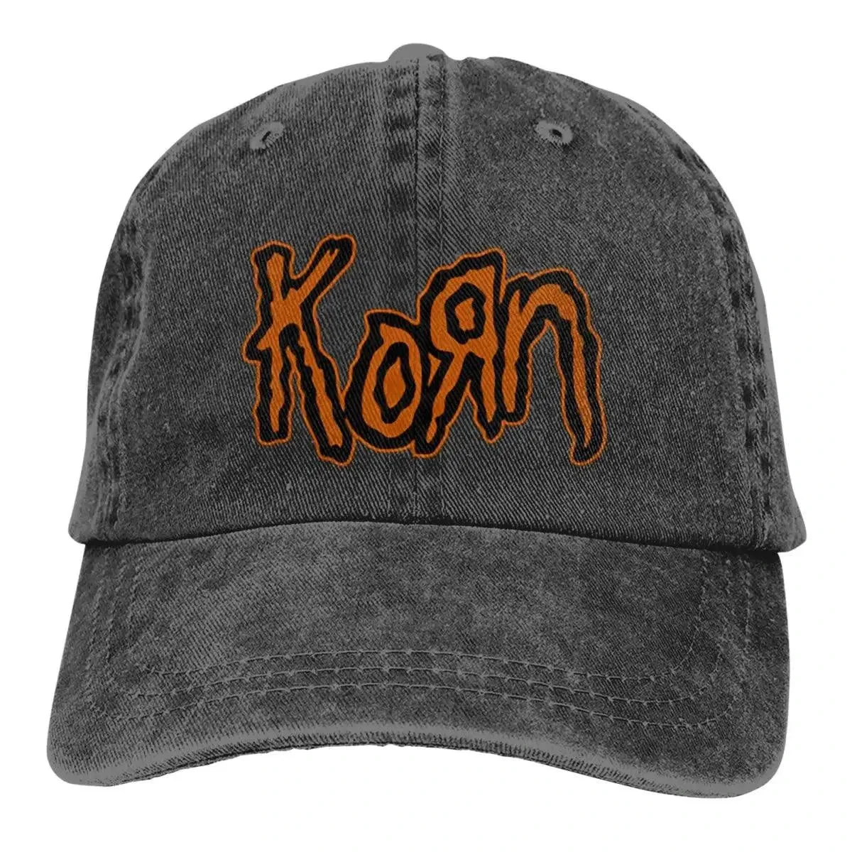 Vintage Korn Band Distressed Baseball Cap | Adjustable Washed Denim Dad Hat for Men and Women