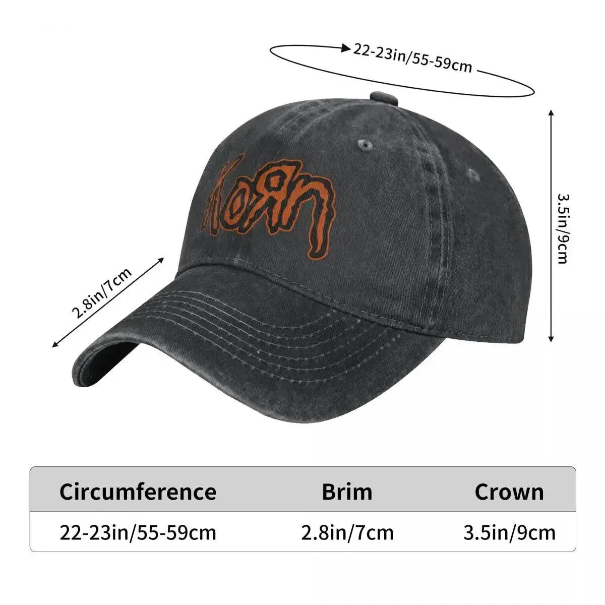 Vintage Korn Band Distressed Baseball Cap | Adjustable Washed Denim Dad Hat for Men and Women