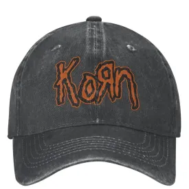 Vintage Korn Band Distressed Baseball Cap | Adjustable Washed Denim Dad Hat for Men and Women