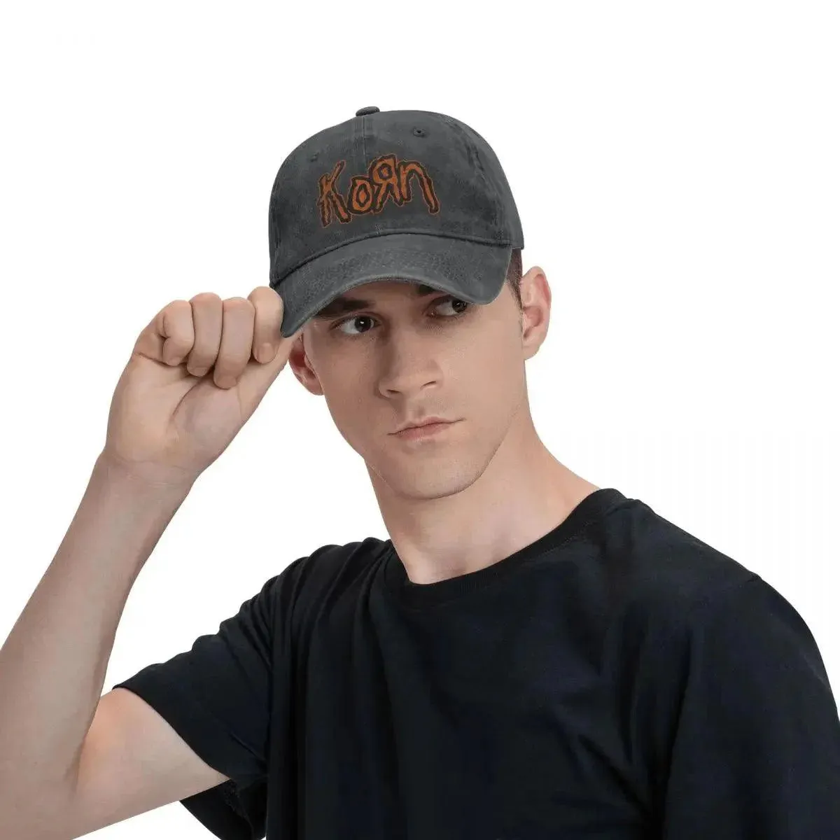 Vintage Korn Band Distressed Baseball Cap | Adjustable Washed Denim Dad Hat for Men and Women