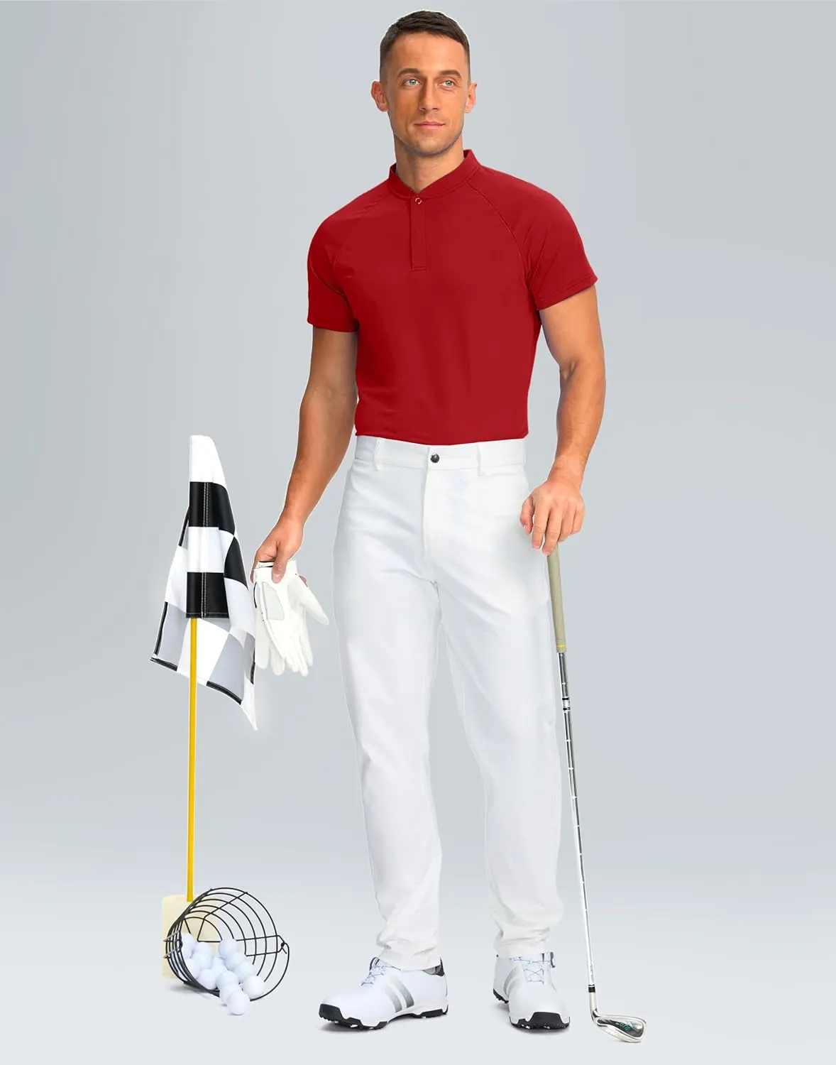 Viodia Mens Golf Shirts Henley Collarless Quick Dry Summer Shirt Casual Short Sleeve Moisture Wicking Polo T Shirts