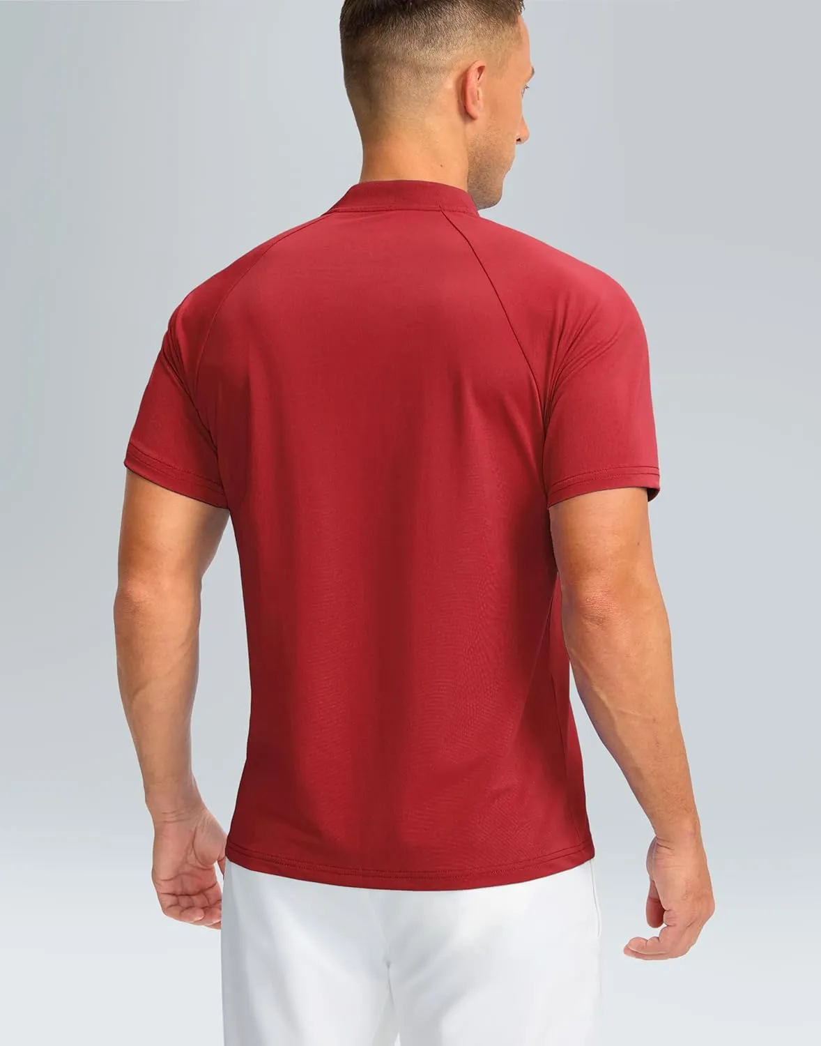 Viodia Mens Golf Shirts Henley Collarless Quick Dry Summer Shirt Casual Short Sleeve Moisture Wicking Polo T Shirts