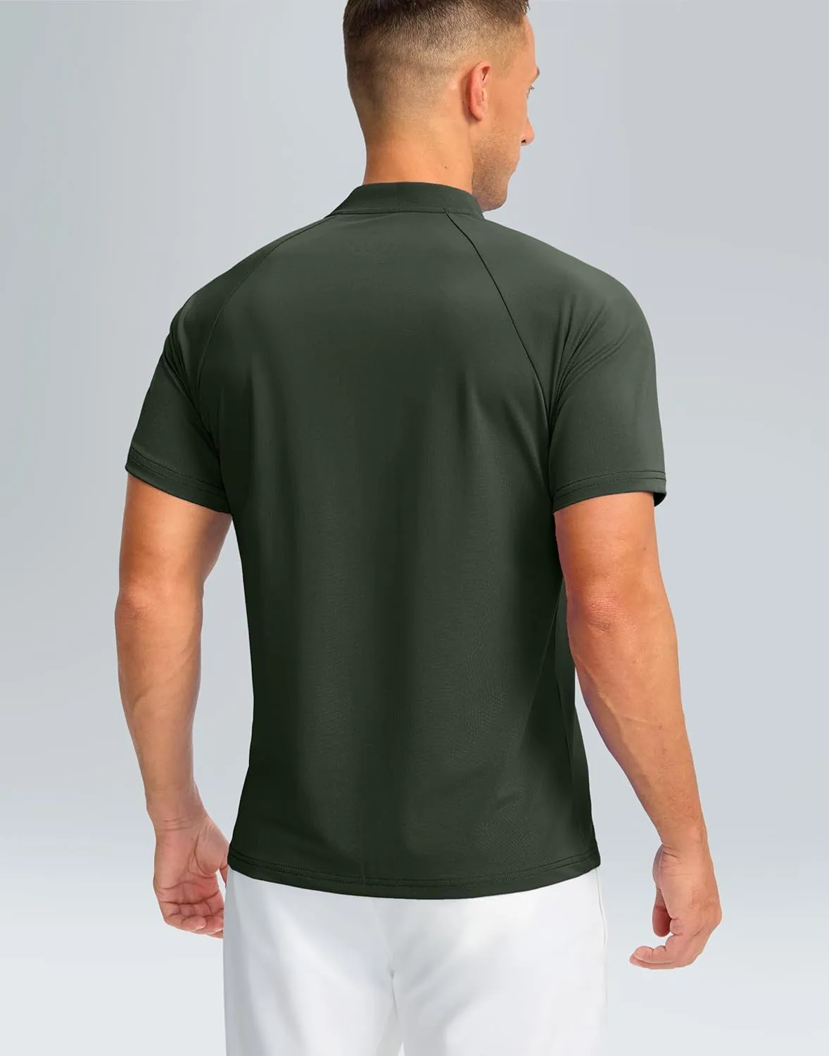 Viodia Mens Golf Shirts Henley Collarless Quick Dry Summer Shirt Casual Short Sleeve Moisture Wicking Polo T Shirts