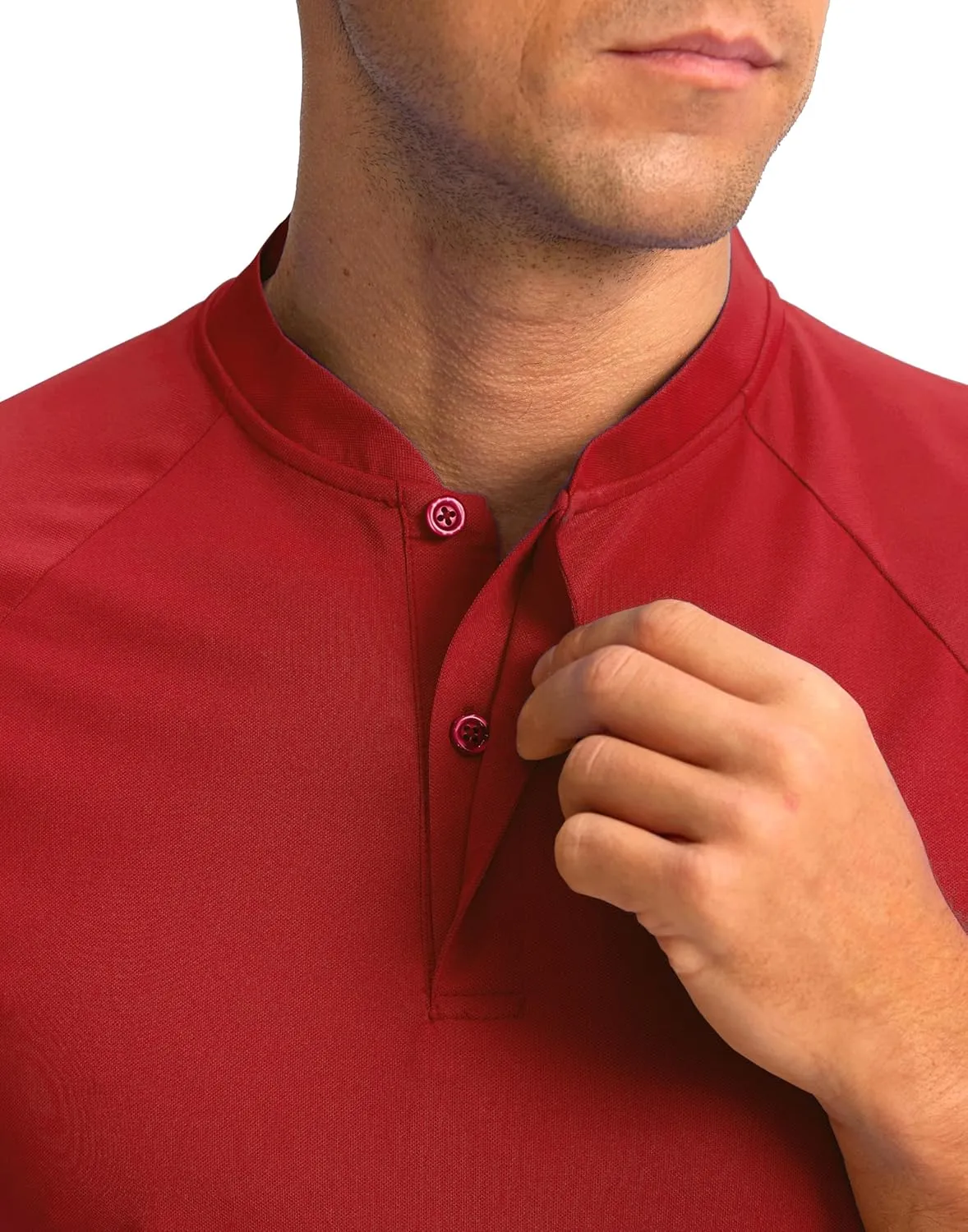 Viodia Mens Golf Shirts Henley Collarless Quick Dry Summer Shirt Casual Short Sleeve Moisture Wicking Polo T Shirts