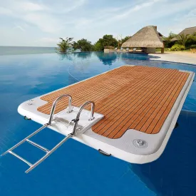 Water Inflatable Dock, Beach Fishing Pontoon Rafting Platform, Inflatable Pontoon Eva Non-Slip Pad, Suitable For Lakes, Rivers, Swimming Pools, Beaches, Oceans,3 * 3m