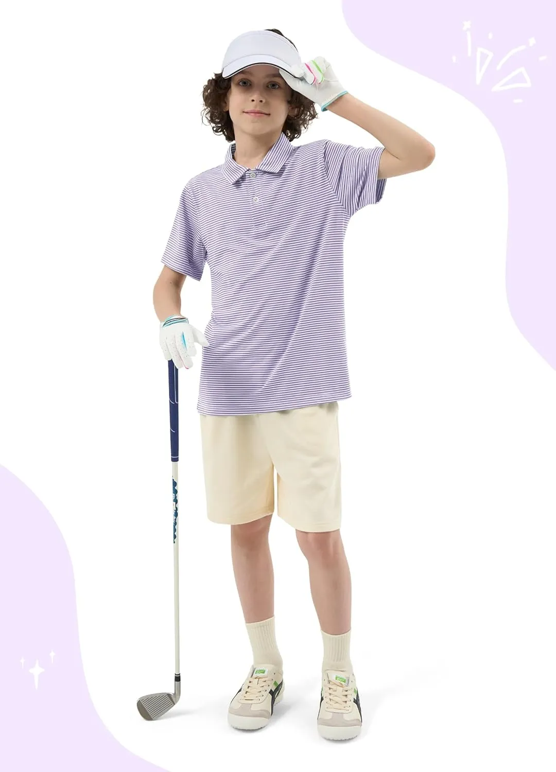 Willit Boys' Golf Polo Shirts Short Sleeve Striped Performance Youth Athletic Shirts Kids Quick Dry Polos