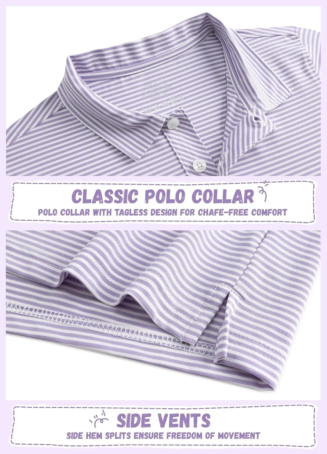 Willit Boys' Golf Polo Shirts Short Sleeve Striped Performance Youth Athletic Shirts Kids Quick Dry Polos