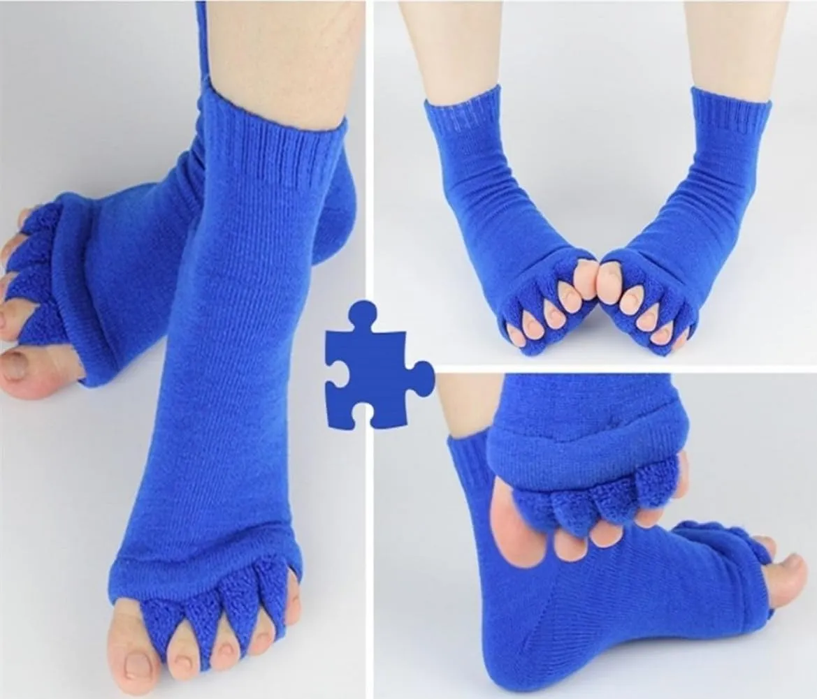 Women Toe Separator Socks Toeless Foot Alignment Socks for Yoga GYM Massage Pain Relief Improves Circulation Stretchy